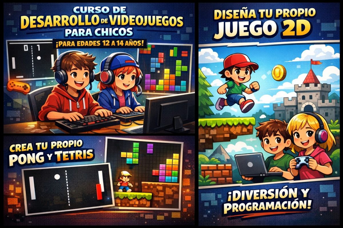 🚀 CURSO DE DESARROLLO DE VIDEOJUEGOS PARA CHICOS (12 a 18 años)